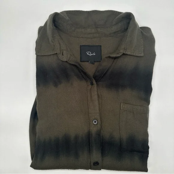 Rails Olive and Black Tie-Dye Button Down Shirt - Picture 3 of 11